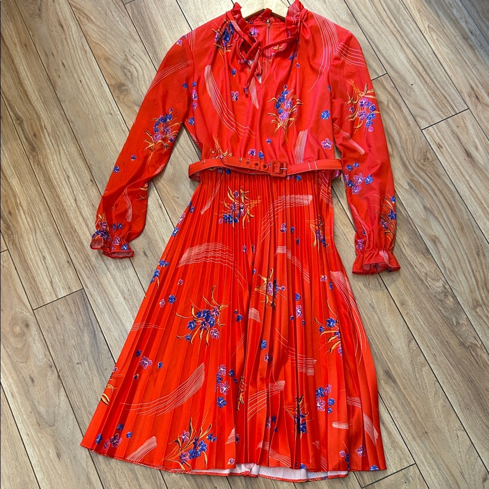Vintage Floral Red Dress